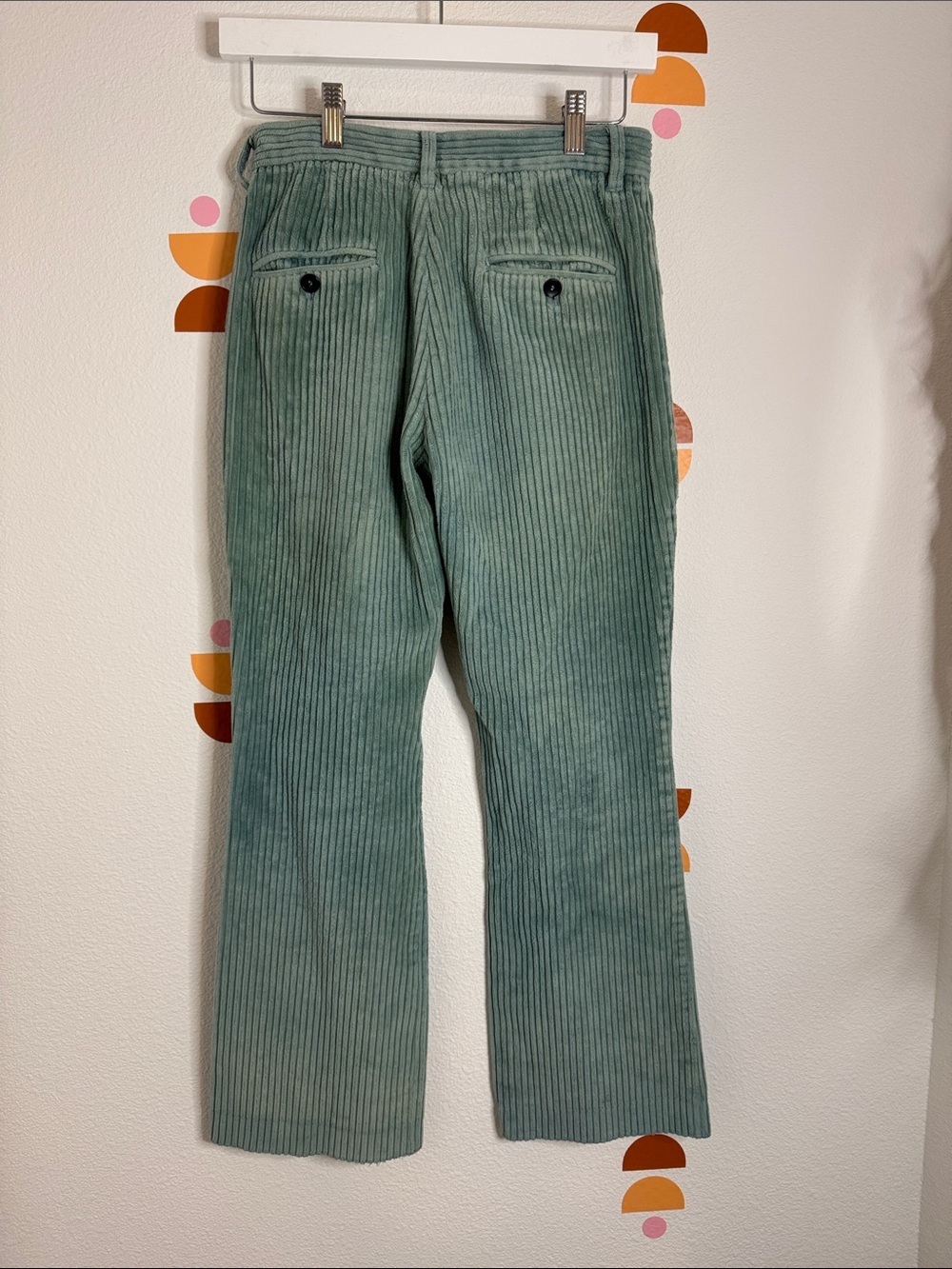 Isabel Marant Sage Green Wide Leg Wale Corduroy Pants, Retro Bell Bottoms N0181 - Picture 5 of 6